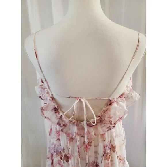 Lulus Babydoll Coquette Milkmaid Smocked Tiered Flowy Mini Dress Woman's Size M - Picture 6 of 16